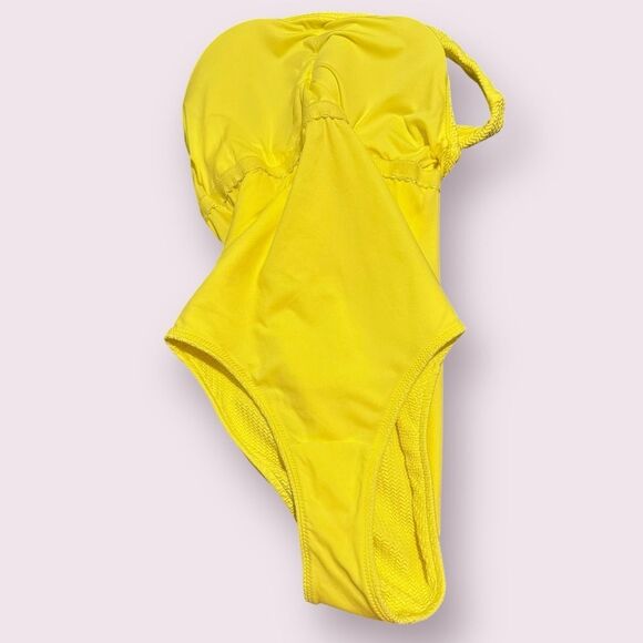 Anthropologie Seafolly NWOT Active One Shoulder One Piece Neon Lime Swimsuit 12 - Picture 10 of 13